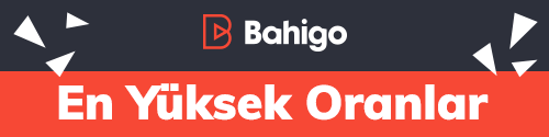 en yüksek oranlar yazılı, bahigo logolu, üçgenler bulunan afiş
